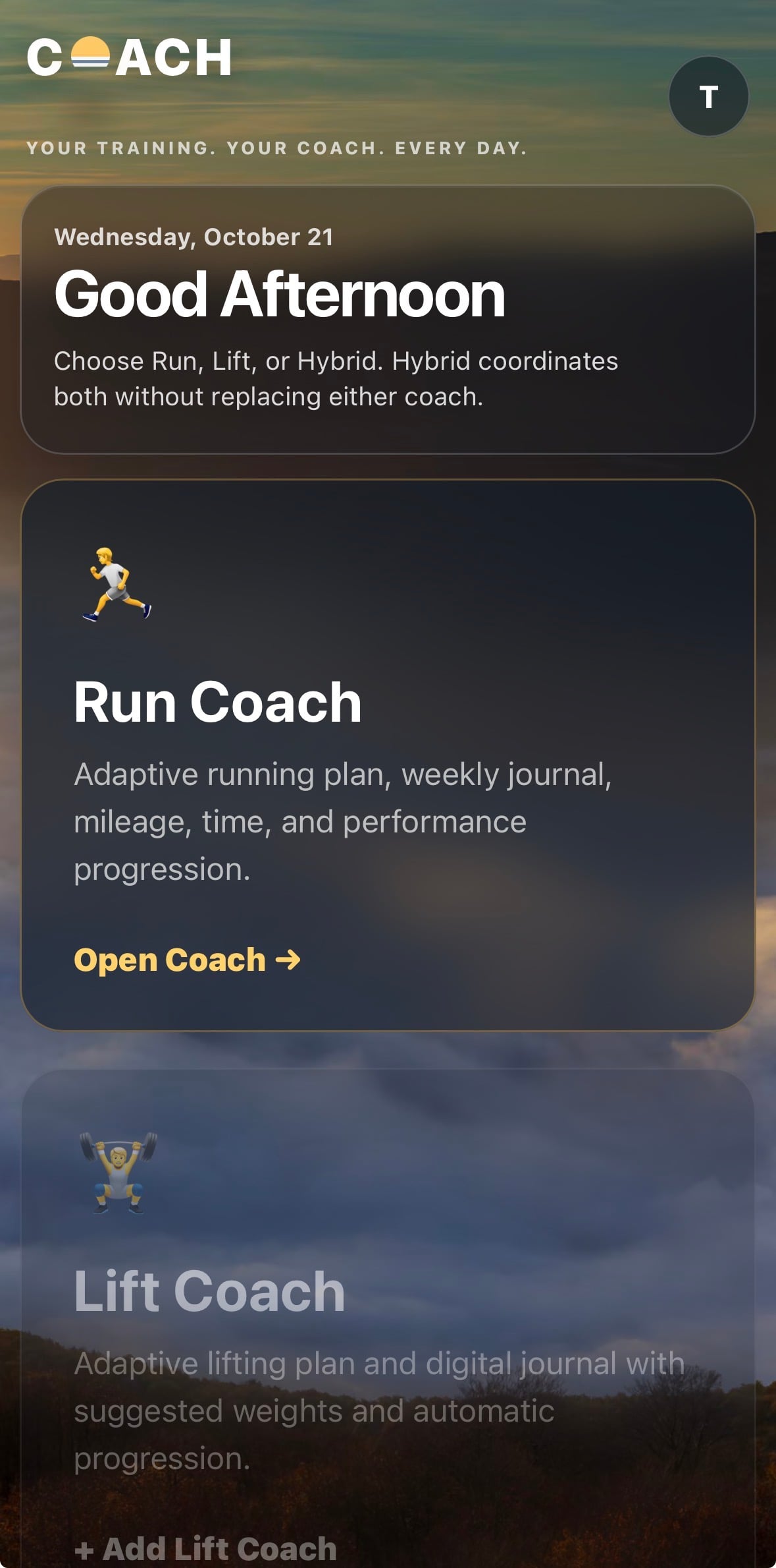 Authentic Coach dashboard screenshot